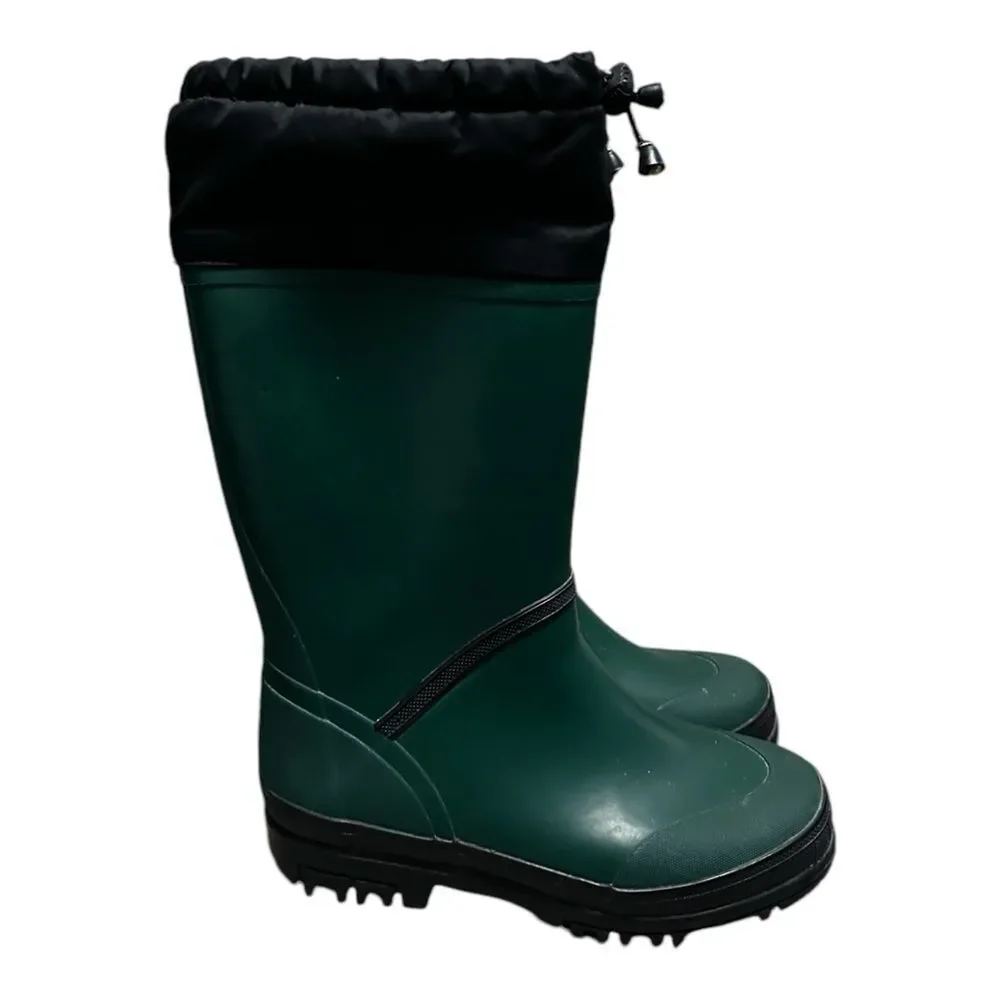 Lands End Hunter Green Lined Snow Rain Boots Sz 3 Youth